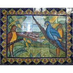 Mexican ceramic tile mural - hand painted art