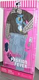 Barbie Fashion Fever Ken Clothes Lt. Blue cord pants, pieced olive t-shirt w/ appliqué and woven white/brown/navy plaid sleeves and collar, lt. silver sunglasses. silver cell phone, navy & white sole slip-on sneakers