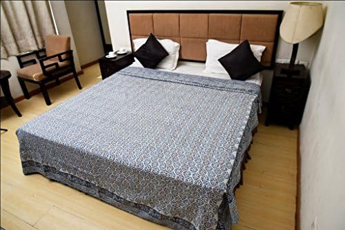 Indian Handmade Hand block Printed Cotton Kantha Quilt
