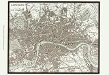 Sepia Map of London Places Art Poster Print, 19x13