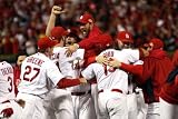 Game 7 - Rangers v Cardinals, St Louis, MO - October 28: Adam Wainwright and Jaime Garcia Sports Photographic Poster Print by Michael Heiman, 8x12