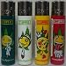 from Clipper Set Of 4 New Clipper Lighters Mini Size / ROLLING & SMOKING SMILEYS / WEED LEAF / JOINTS