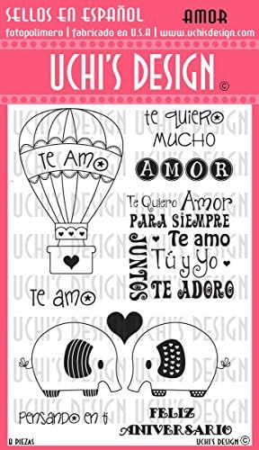 Uchi's Design Photopolymer Clear Stamps (Cumpleanos / Birthday and Amor / Love)