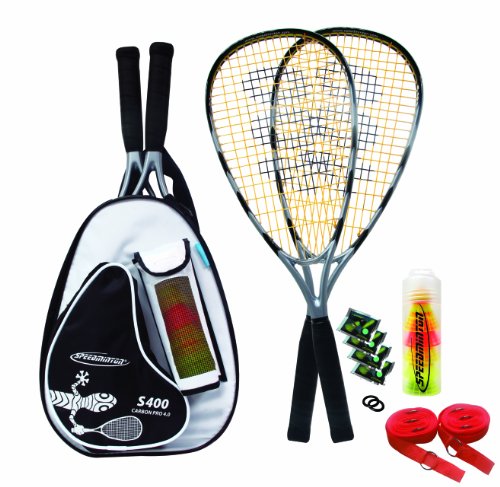 Produkt-Bild: Speedminton Schl&auml;ger Set S400 im Back Pack, (incl. Easycourt), silver-black