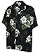 Pacific Legend Men's Hibiscus & Palm Hawaiian Shirt (L, Black)
