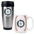 Seattle Mariners MLB Stainless Steel Travel Tumbler & Game ball Ceramic Mug Set - Primary Logo by Great American Products