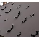 YINGKAI DIY Halloween Party 12pcs/pack Black PVC 3D Decorative Bats Butterfly Wall Decal Wall Sticker, Halloween Eve Decor Home Window Decoration