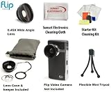 Digital Flip Wide Angle Lens Kit For The Digital Flip UltraHD, Flip HD, Mino HD, Slide HD, U32120B, U32120W Package Includes Professional Extra Wide Angle Lens + Professional Mini Tripod Tripod + LCD Screen Protectors & More