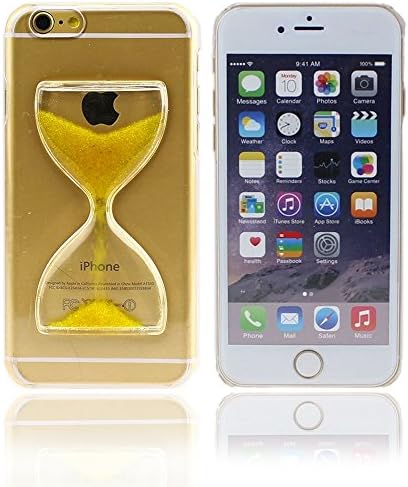 New Arrival Sand Clock Hourglass Timer Transparent Hard 3d Case Cover Shell for Iphone 6 (4.7'')+match One Screen Protector Film Guard (yellow)