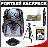 Portare Multi-Use Laptop/iPad/Digital SLR Camera Backpack Case (Gray/Blue) with 57