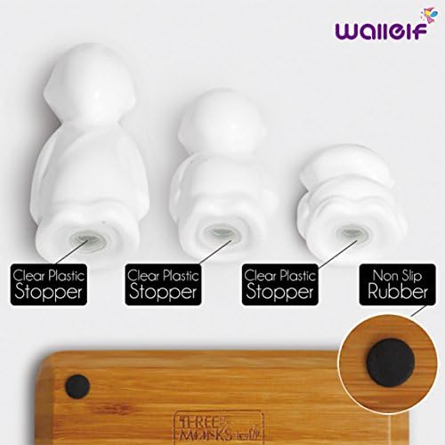 Salt and Pepper Shaker Set By WallElf: World's Most Innovative, Stylish &amp; Versatile Design - Super Fun &amp; Cool Monk-Like Ceramic Shakers with Anti Slip Bamboo Base Plus BONUS Toothpick Holder