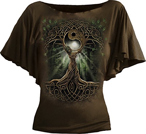Spiral - Womens - OAK QUEEN - Boat Neck Bat Sleeve Top Chocolate