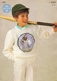 Sirdar D.K Children's Teddy Bear Cricket Motif Sweater Knitting Pattern: To fit chest 26