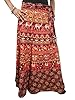 Womens Wrap Skirt Maroon Printed Cotton Casual Wrap Around Skirts Beach Dress