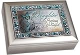 Daughter the Most Precious Gift in the World Silver Finish Decorative Jewel Lid Music Musical Music Jewelry Box - Plays You Light Up My Life