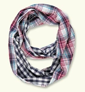 Older Boys' Pure Cotton Check Snood Scarf