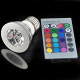 E27 3W 16 Colors Remote Control RGB Flash LED Spot Light Bulb Lamp With Remote Control