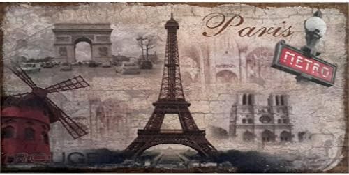 Eiffel Tower, Triumphal Arc and Notredame Hand Painted Wall Plaque.