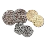 Spanish Doubloons Novelty Coins Set of 6 Treasue Pieces