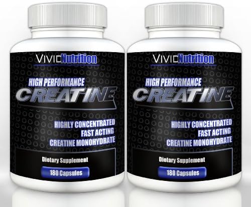 Vivid Nutrition High Performance Creatine - Highly Concentrated Creatine Monohydrate (180 Capsules) (2 Bottles)