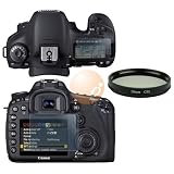 2 LCD Kit Reusable Screen Protector + 58mm Circular Polarizing Lens (CPL) Filter for Canon EOS 7D