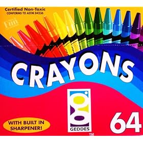 Brilliant Colors Crayons Big 64 Crayon Box with Built in Sharpener by CREATIVE MATERIALS FOR KIDS
