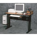 Ameriwood Wood Metal Computer Desk in Black Oak