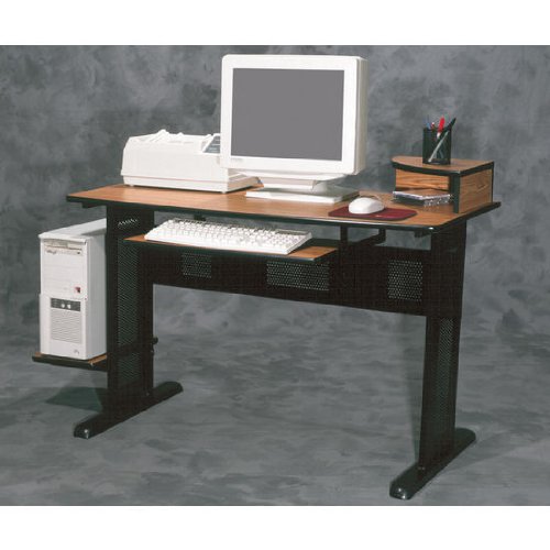 Ameriwood Wood Metal Computer Desk in Black Oak