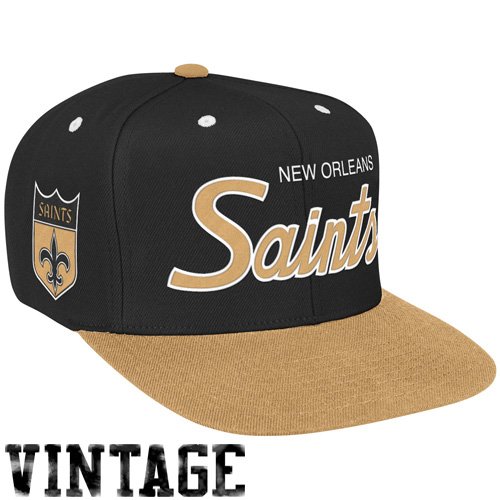 Mitchell & Ness New Orleans Saints 2 Tone Script Snapback Hat Adjustable