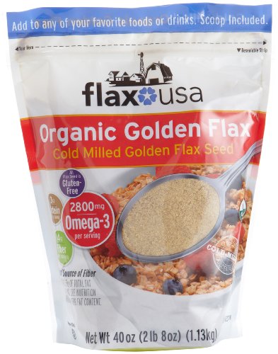 Flax USA 100% Natural Organic Flax Cold Milled Ground Golden Flax Seed, 40-Ounce Packages
