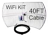 Long Range Directional WiFi Kit - Outdoor Parabolic 24dBi Grid Antenna with a 40ft LMR 400 Cable Ready For USB Adapters - N-type & SMArp Connectors - Ultra Long Range Signal Receptions - 2.4GHz 802.11b/g/n