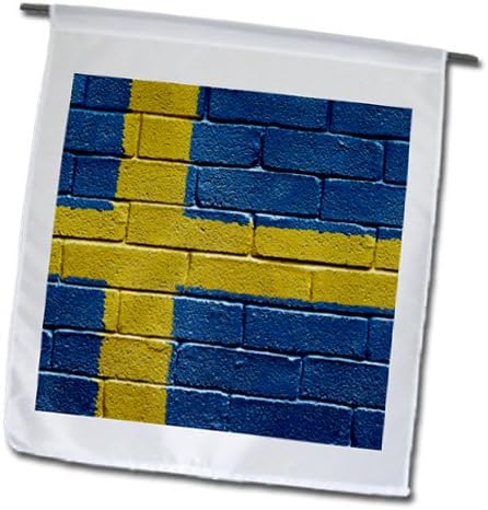 Carsten Reisinger Illustrations - National flag of Sweden painted onto a brick wall Swedish - 18 x 27 inch Garden Flag (fl_156996_2)