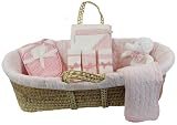 Tadpoles Cable Knit Moses Basket Gift Set, Pink