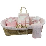 Tadpoles Cable Knit Moses Basket Gift Set, Pink by Tadpoles