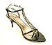 Womens Black Sequin Mirror Strappy Dress Shoes