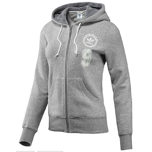 Adidas Damen Jacke College Teddy Hoodie, mittleres grau / running wei&szlig;, 34, O58657-34