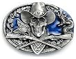 COWBOY SKULL Belt Buckle Western Rattlesnake