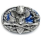 COWBOY SKULL Belt Buckle Western Rattlesnake by Barker's Buckles
