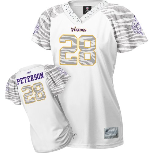 Reebok Minnesota Vikings Adrian Peterson Women's Zebra Field Flirt Fashion Jersey Medium