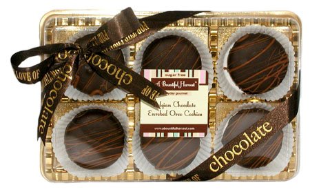Sugar Free Belgian Dark Chocolate Enrobed Oreo Cookies by A Bountiful Harvest