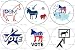 Set of 6 DEMOCRATIC PARTY Pinback Buttons 1.25" Pins Democrat / Left Wing / Liberal / Donkey