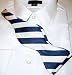 100% Woven Silk Blue & White Stripe Self-Tie Bow Tie - Kentucky, Duke, Phi Beta Sigma