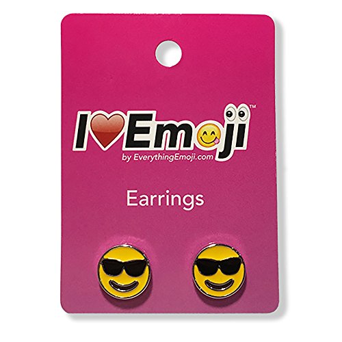 Everything Emoji Sunglass Face Silver Stud Earrings Cute Emoticon