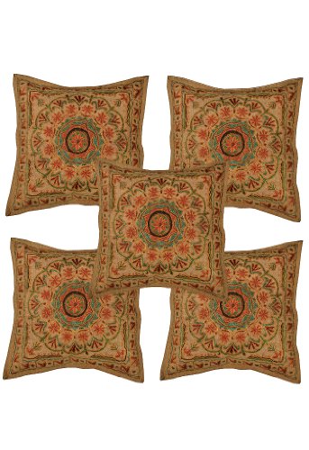 Imagen principal de Cojín Hecho a mano con tamaño pesado el trabajo de bordado 16 x 16 pulgadas Juego de 5 piezas