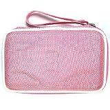 PCMICROSTORE Brand Nintendo DS Lite EVA Nylon Special Edition Coral Pink Carrying Case with Game and Accessories Compartment - Bundled with 1 Set of Crystal Clear LCD Protector with Cleaning Cloth