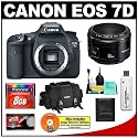 Canon EOS 7D Digital SLR Camera with EF 50mm f/1.8 II Lens + 8GB Card + Canon Case + Accessory Kit