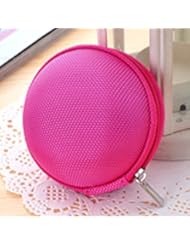 ChineOn Round Canvas Coin Purse Wallet Case Caddy Box for Key Coins MP3 Earphone Cable(Hot Pink)