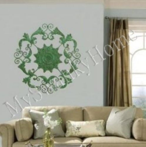 XL 50" Old World Iron Floral Wall Medallion - Green
