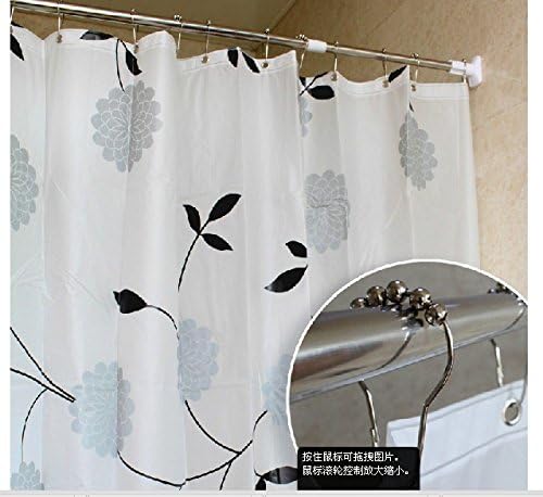 White Thickened Waterproof PEVA Shower Curtain with Simple Black and White Flower, Elegant Bathroom Accessory, Personalized Shower Curtains, 72 inches x 80 inches
