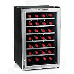 Wine Enthusiast Silent 28 Bottle Wine Refrigerator -Stainless Steel Trim Door